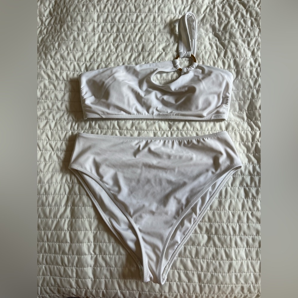 White One Shoulder Bikini Set